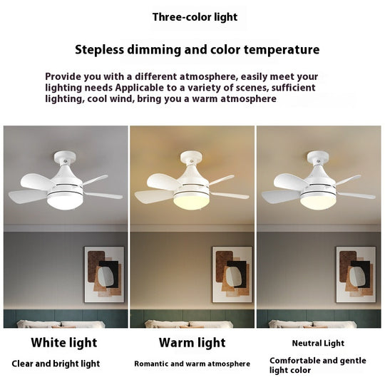 LuminaFlow - LED Ceiling Fan Light with Detachable Fan Blades and Three-Color Dimming