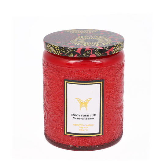 Blissful Moments - Embossed Glass Fragrance Soy Candles for Aromatherapy