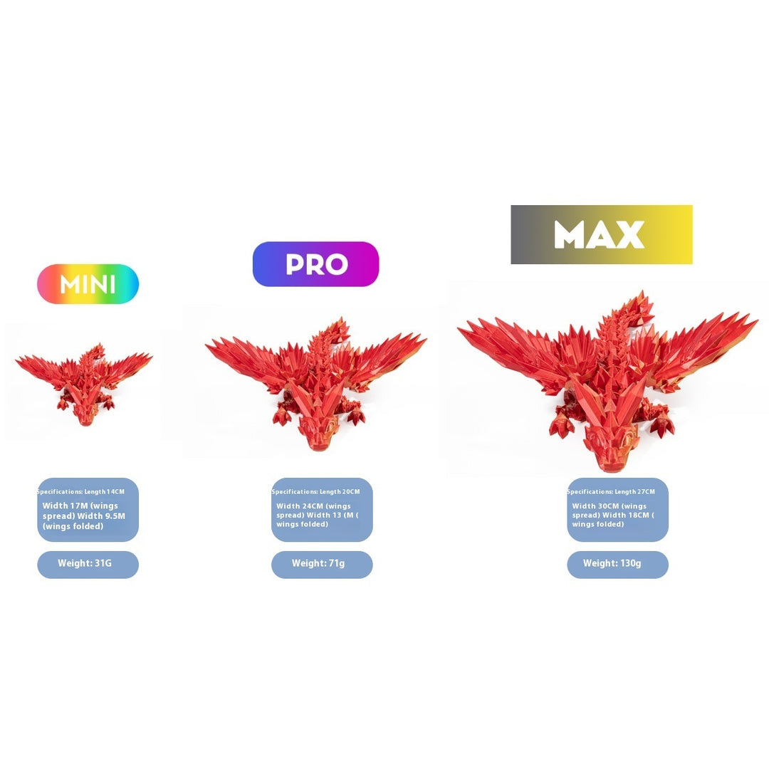 Mythic Marvel: 3D Printed Crystal Dragon Figurine with Gemstone Details