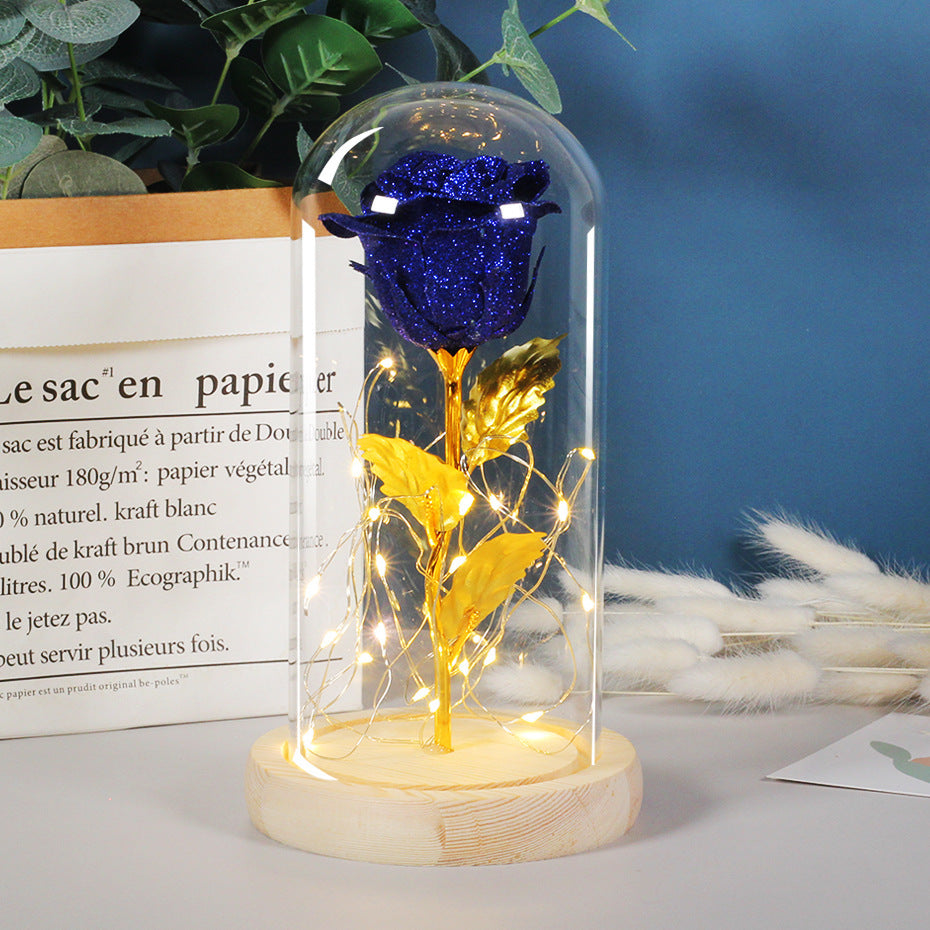 Eternal Rose in Glass Dome with LED Light for Girlfriend