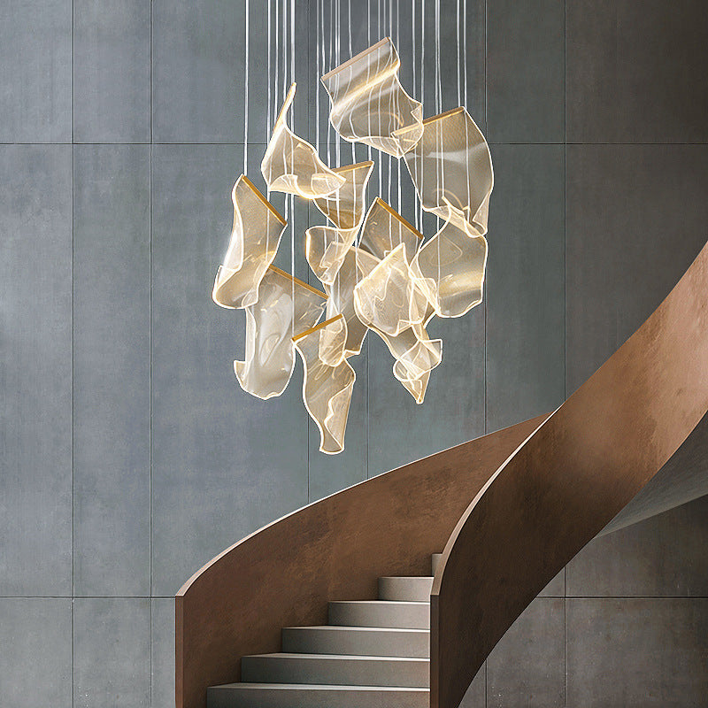 Elegant Duplex Building Chandelier: Simple, Modern Nordic Design with Light Luxury Appeal