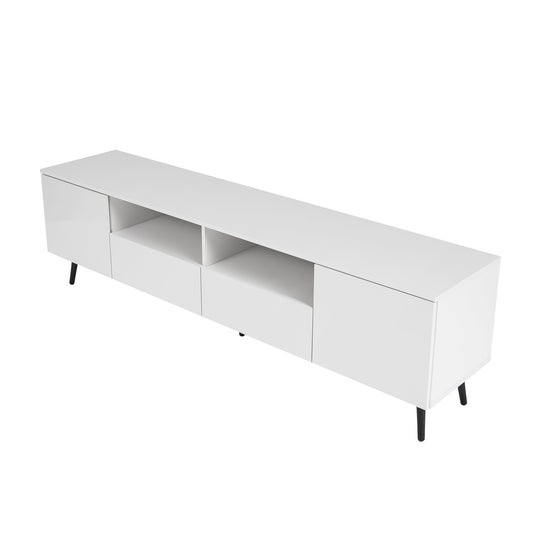 Sleek Modern White TV Stand with 16 Color LED Lights & Remote Control