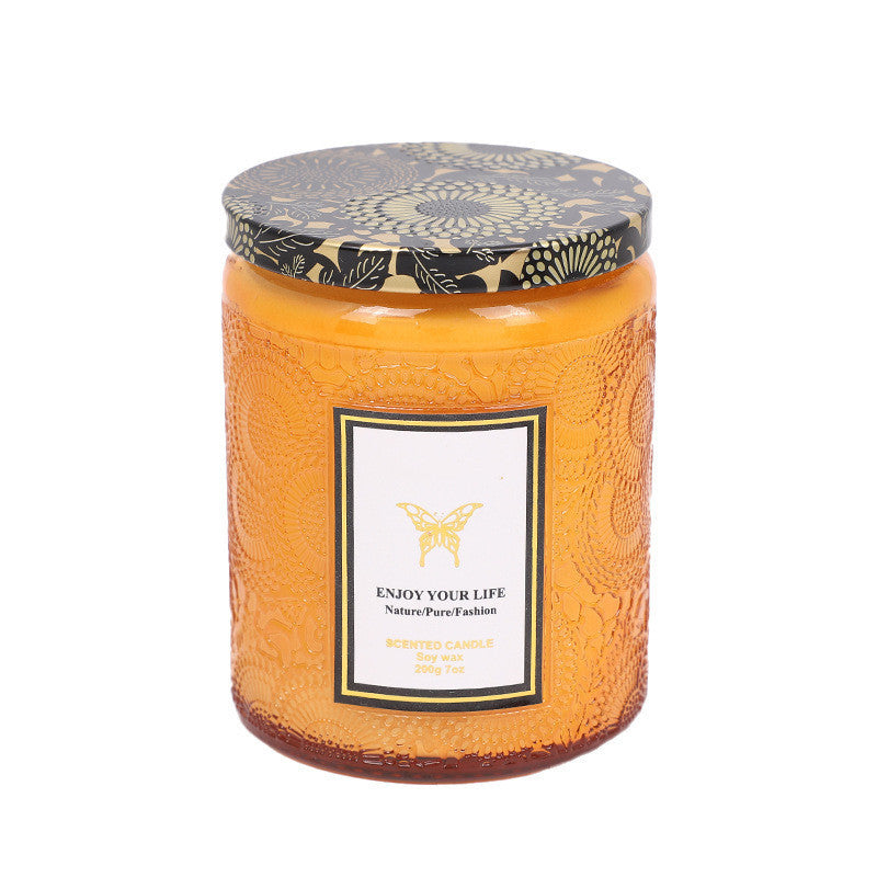 Blissful Moments - Embossed Glass Fragrance Soy Candles for Aromatherapy