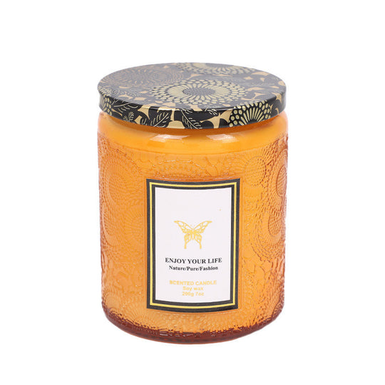 Blissful Moments - Embossed Glass Fragrance Soy Candles for Aromatherapy