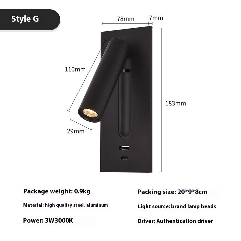Modern LED Reading Lamp - Embedded Wall Light for Hotels