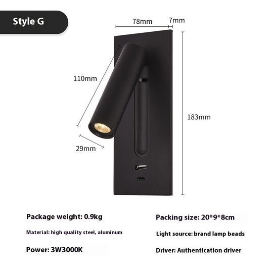 Modern LED Reading Lamp - Embedded Wall Light for Hotels