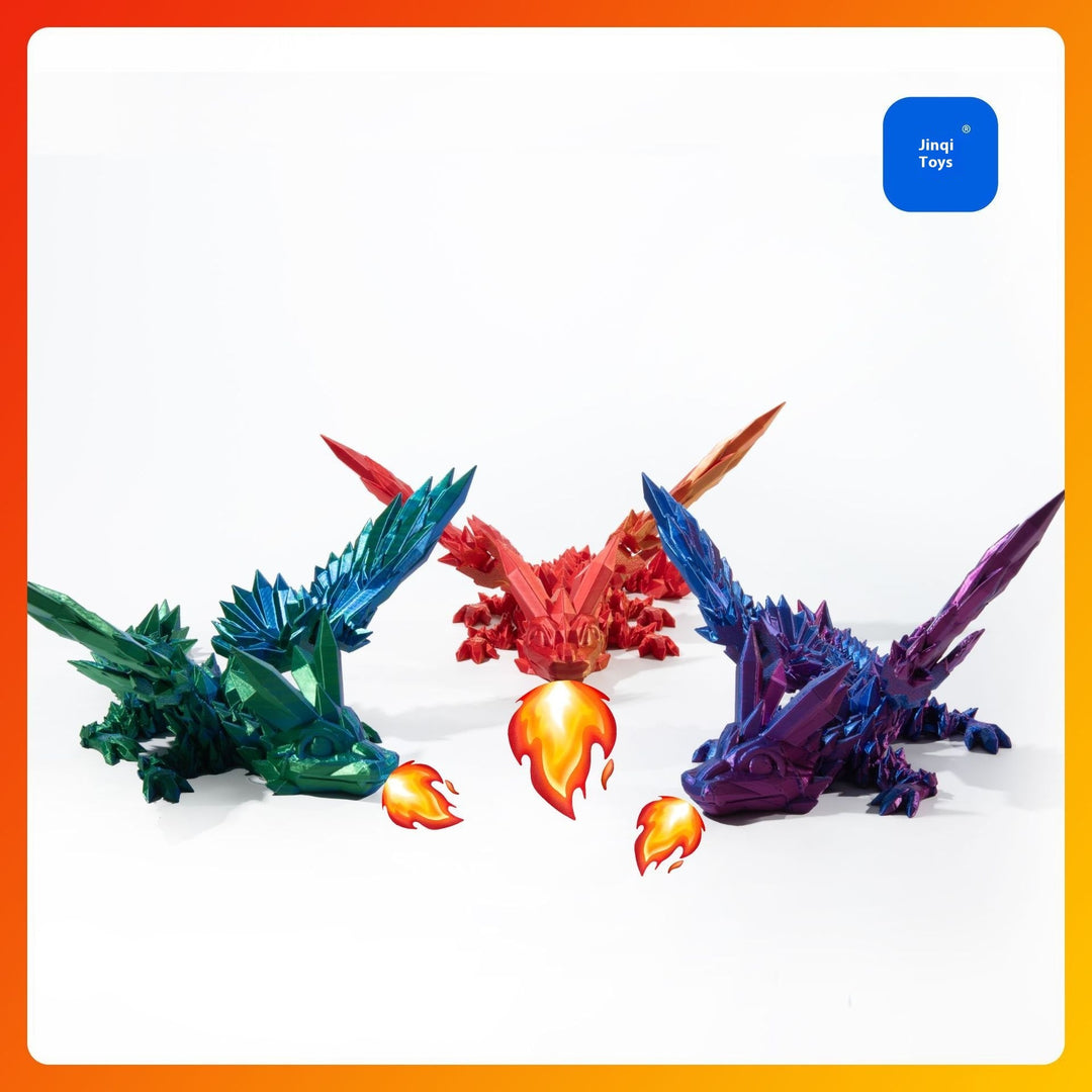 Mythic Marvel: 3D Printed Crystal Dragon Figurine with Gemstone Details