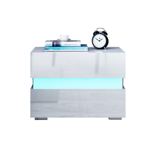 Sleek Modern Minimalist 2-Drawer Chest Side Table with Storage
