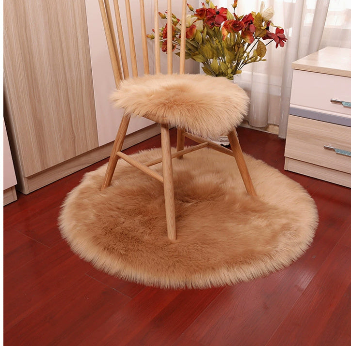 Cozy Circle Round Carpet - Solid Color Design for Living Room & Bedroom