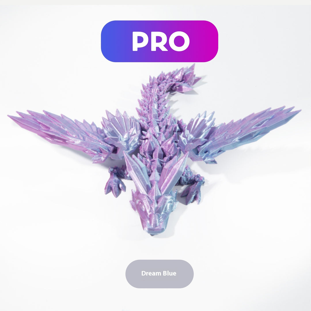 Mythic Marvel: 3D Printed Crystal Dragon Figurine with Gemstone Details