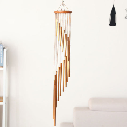 Harmony Chimes - 18-Pipe Solid Wood Rotating Wind Chime for Home Decor