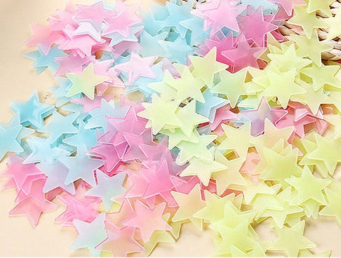 Glow-in-the-Dark Cartoon Star Wall Stickers – Cute Luminous Decor for Kids' Rooms, Parties & Weddings
