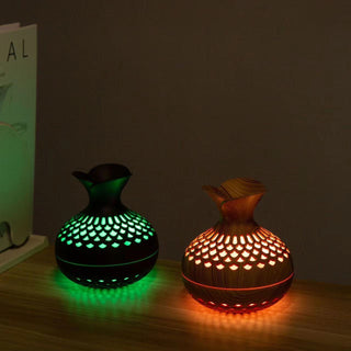 USB Wood Grain Mushroom Humidifier Household Mini Colorful Aroma Diffuser