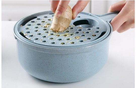 8-in-1 Kitchen Master Slicer - Mandoline Vegetable Slicer, Potato Peeler, Carrot Onion Grater with Strainer & Container