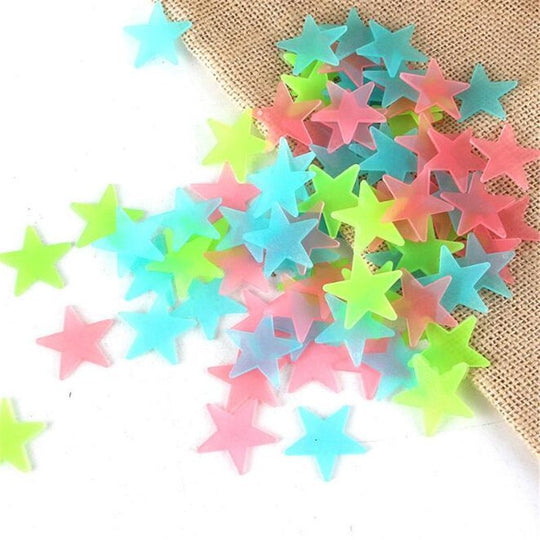 Glow-in-the-Dark Cartoon Star Wall Stickers – Cute Luminous Decor for Kids' Rooms, Parties & Weddings