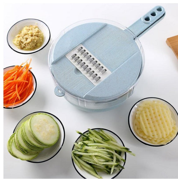 8-in-1 Kitchen Master Slicer - Mandoline Vegetable Slicer, Potato Peeler, Carrot Onion Grater with Strainer & Container