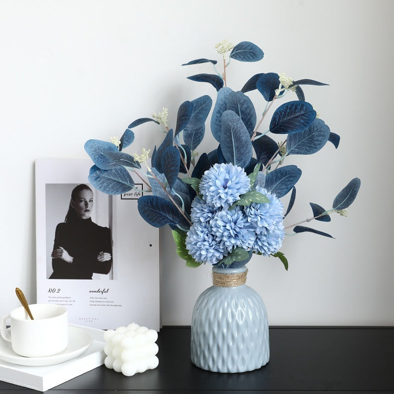 Vibrant Eucalyptus & Chrysanthemum Artificial Flower Bouquet - Home Decor Essentials