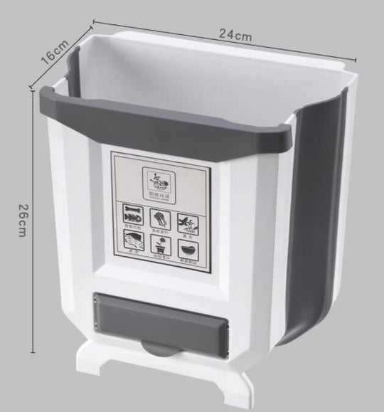 SpaceSaver Folding Trash Can - Wall Mounted Kitchen Solution
