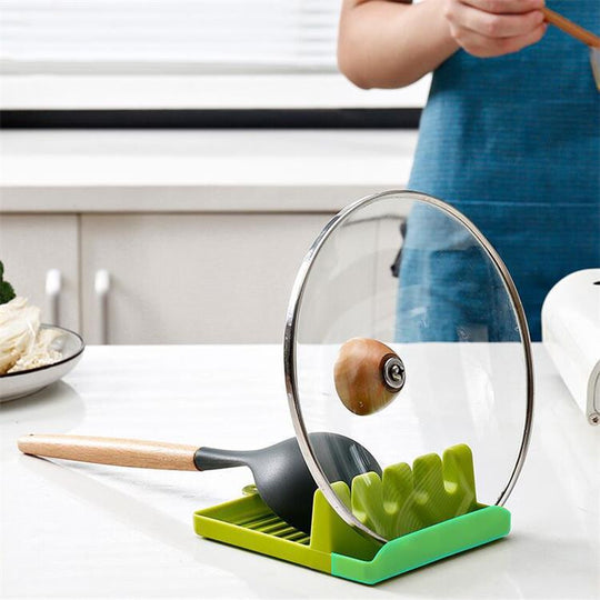 Kitchen Utensil Holder - Spatula Organizer with Spoon Mat & Chopstick Rest
