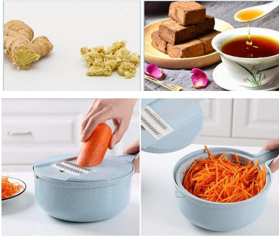 8-in-1 Kitchen Master Slicer - Mandoline Vegetable Slicer, Potato Peeler, Carrot Onion Grater with Strainer & Container