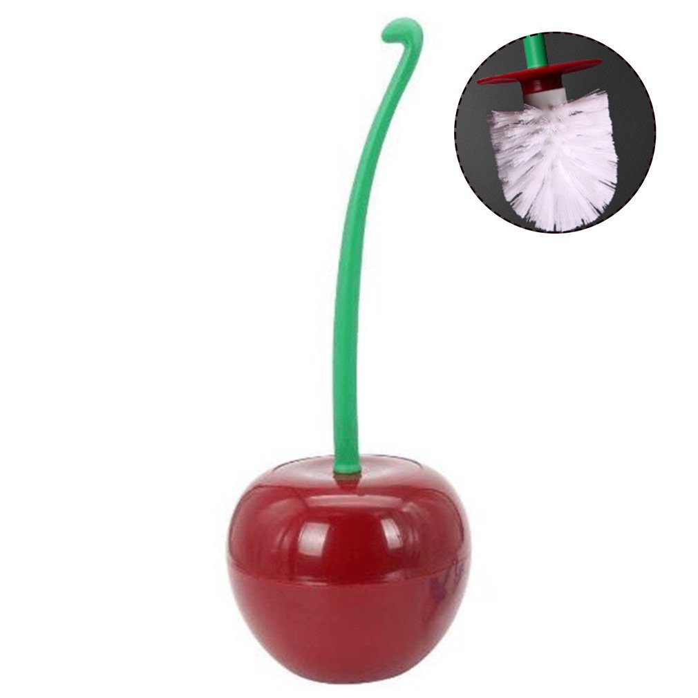 Cherry-Shaped Toilet Brush Set - Long Handle Soft Bristle Bathroom Cleaning Brush with Creative Design