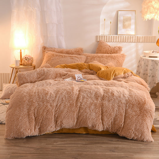PlushParadise Sherpa Fleece Bedding Set – Ultra-Soft & Cozy Duvet with Pillowcases (Queen/King)