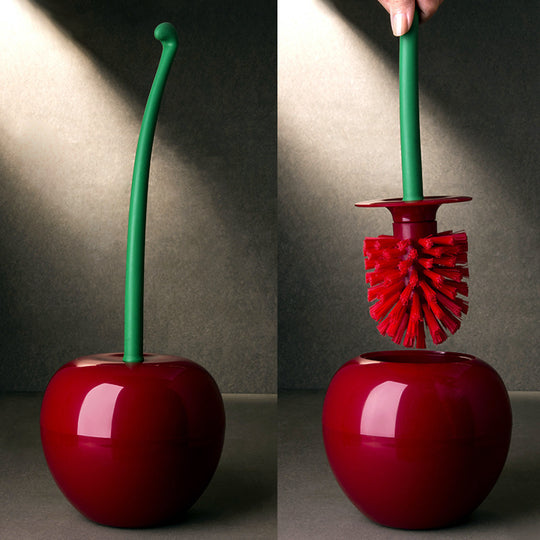 Cherry-Shaped Toilet Brush Set - Long Handle Soft Bristle Bathroom Cleaning Brush with Creative Design