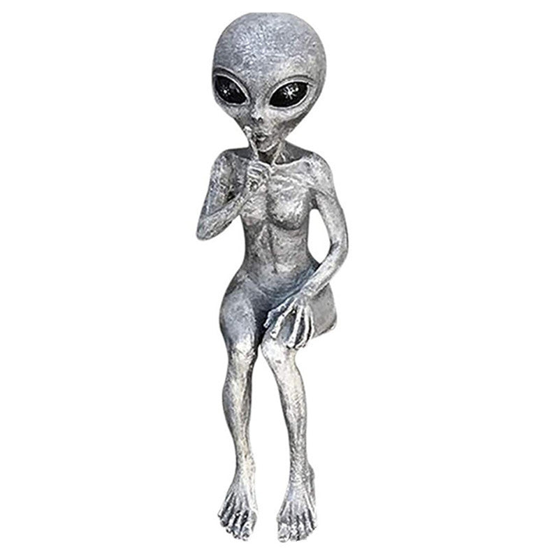 Cosmic Alien UFO Garden Statue - Resin Outdoor Ornaments for Yard & Lawn Decoration