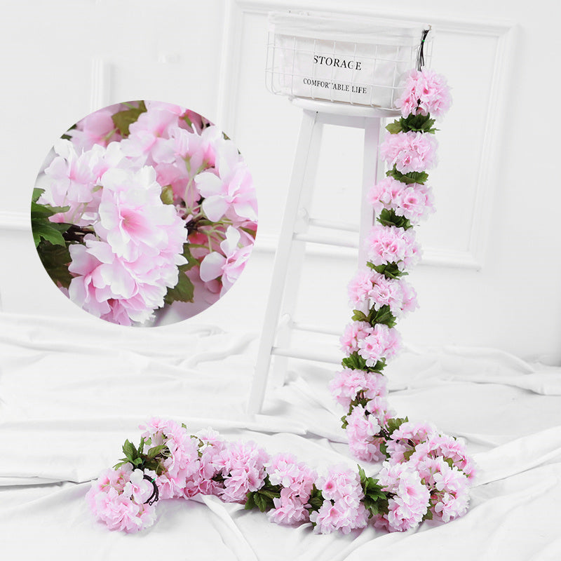 Blossom Charm - Artificial Cherry Blossom Rattan with Silk Flowers