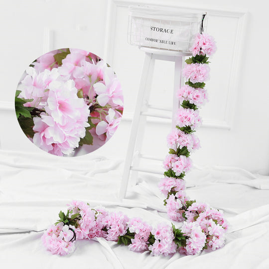 Blossom Charm - Artificial Cherry Blossom Rattan with Silk Flowers