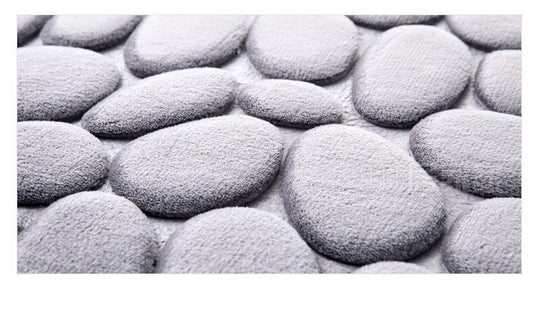 Stone-Tread 3D Cobblestone Floor Mat - Realistic Texture for Bedroom & Living Room