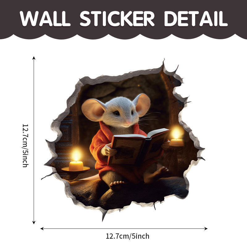 WhimsyDecals - 3D Cartoon Mouse Hole Wall Stickers for Home Decor