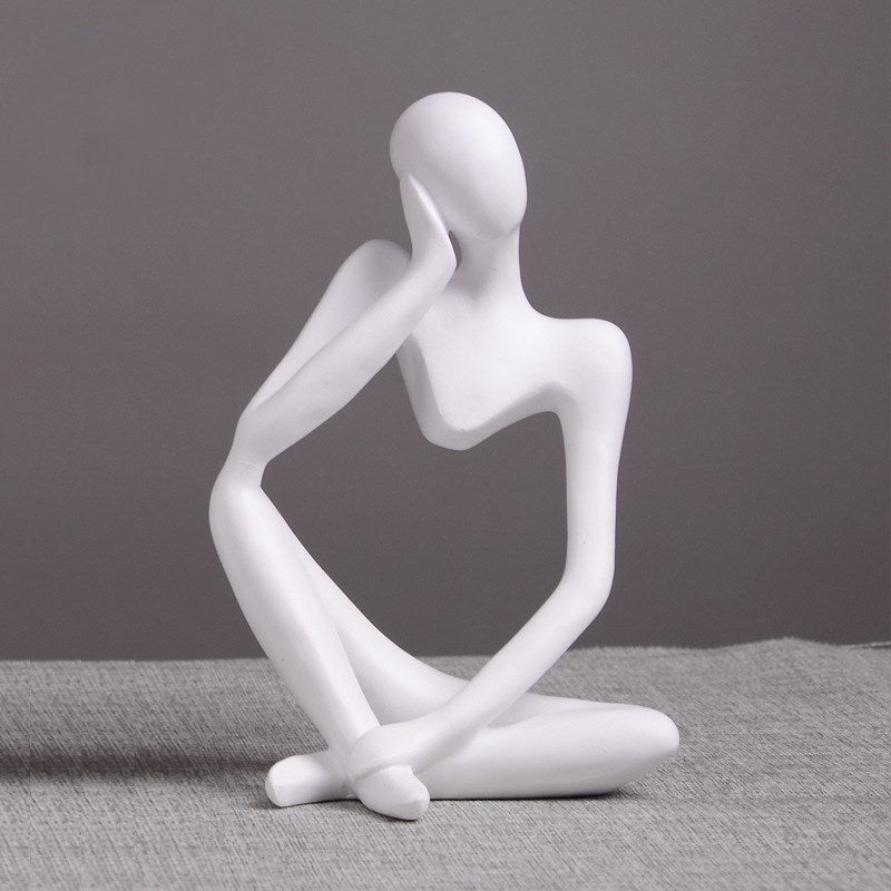 Contemporary Artistry: Thinker Statue Abstract Figure Sculpture for Modern Home Decor