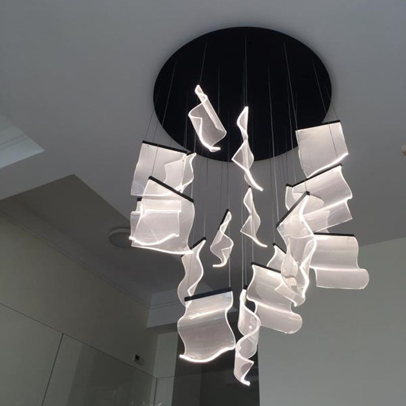 Elegant Duplex Building Chandelier: Simple, Modern Nordic Design with Light Luxury Appeal