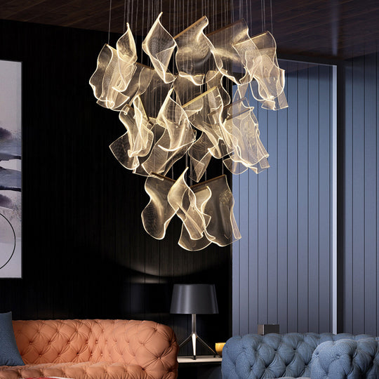 Elegant Duplex Building Chandelier: Simple, Modern Nordic Design with Light Luxury Appeal