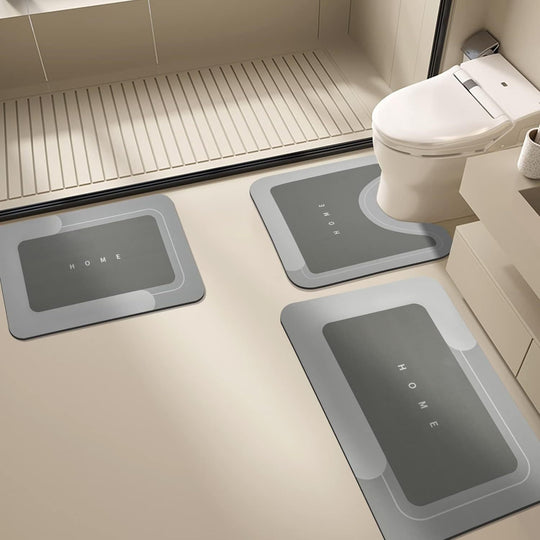 3-Piece U-Shaped Bathroom Mat Set - Water-Absorbing Quick-Drying Toilet Mats for Bathroom Decor