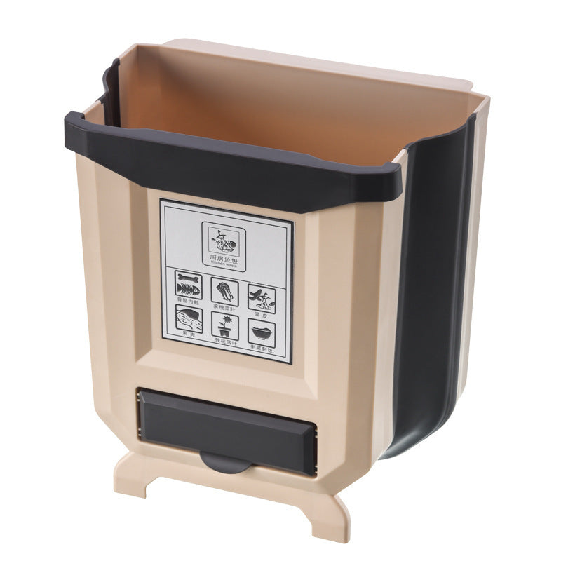 SpaceSaver Folding Trash Can - Wall Mounted Kitchen Solution