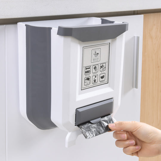 SpaceSaver Folding Trash Can - Wall Mounted Kitchen Solution