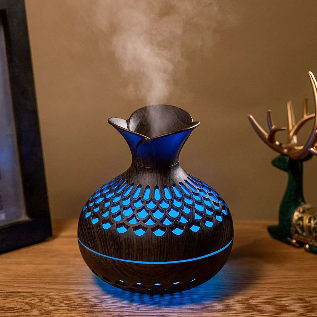 USB Wood Grain Mushroom Humidifier Household Mini Colorful Aroma Diffuser