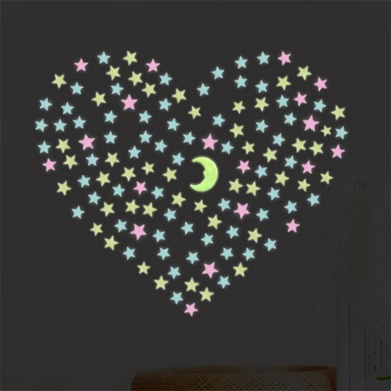 Glow-in-the-Dark Cartoon Star Wall Stickers – Cute Luminous Decor for Kids' Rooms, Parties & Weddings