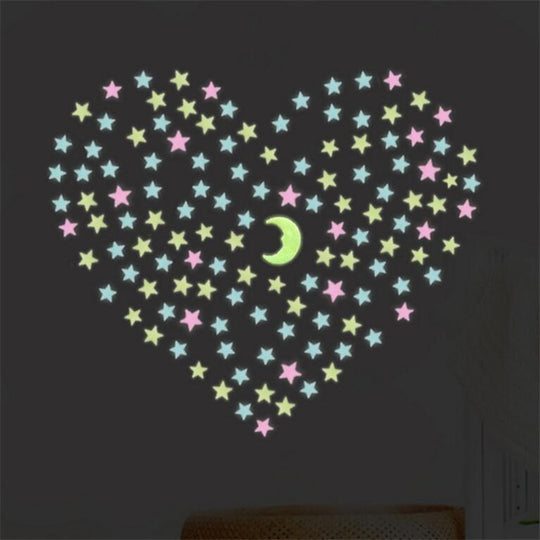 Glow-in-the-Dark Cartoon Star Wall Stickers – Cute Luminous Decor for Kids' Rooms, Parties & Weddings