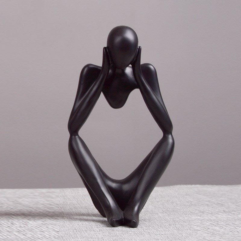 Contemporary Artistry: Thinker Statue Abstract Figure Sculpture for Modern Home Decor