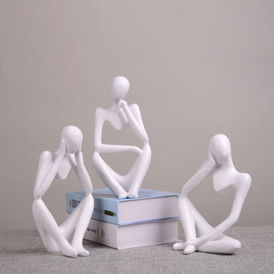 Contemporary Artistry: Thinker Statue Abstract Figure Sculpture for Modern Home Decor