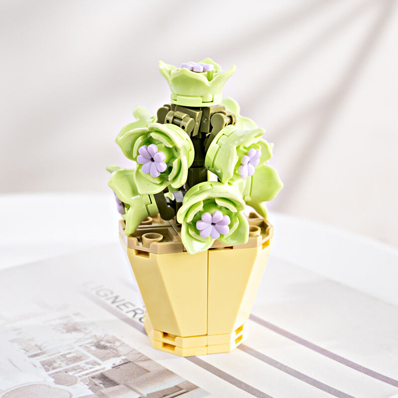 Faux Succulent Block Bouquet - Artificial Flower Ornaments for Home Decor