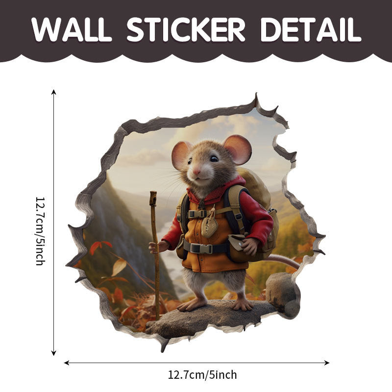 WhimsyDecals - 3D Cartoon Mouse Hole Wall Stickers for Home Decor