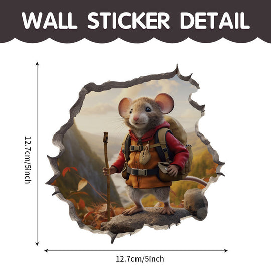WhimsyDecals - 3D Cartoon Mouse Hole Wall Stickers for Home Decor