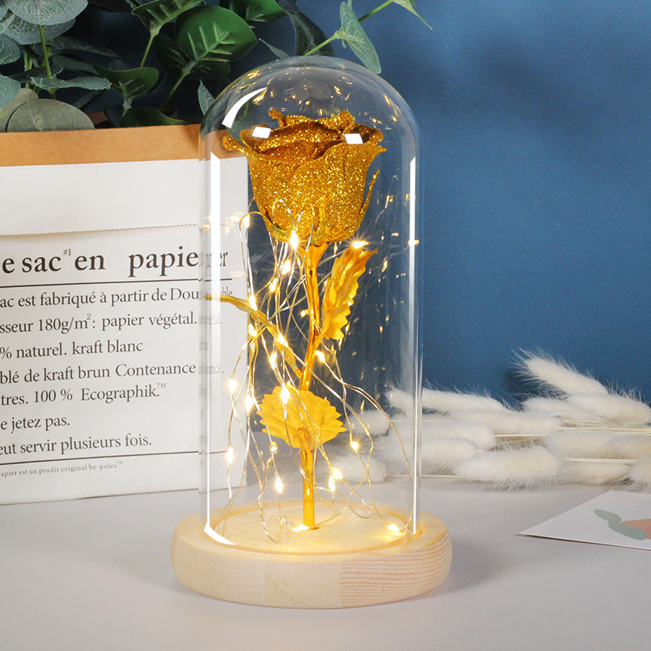 Eternal Rose in Glass Dome with LED Light for Girlfriend