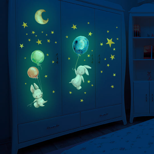 Cosmic Adventure: Glow-in-the-Dark Starry Sky Astronaut Wall Stickers for Kids' Rooms