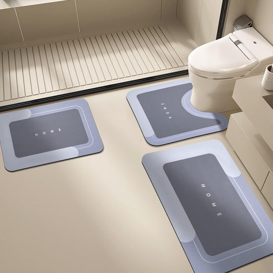 3-Piece U-Shaped Bathroom Mat Set - Water-Absorbing Quick-Drying Toilet Mats for Bathroom Decor