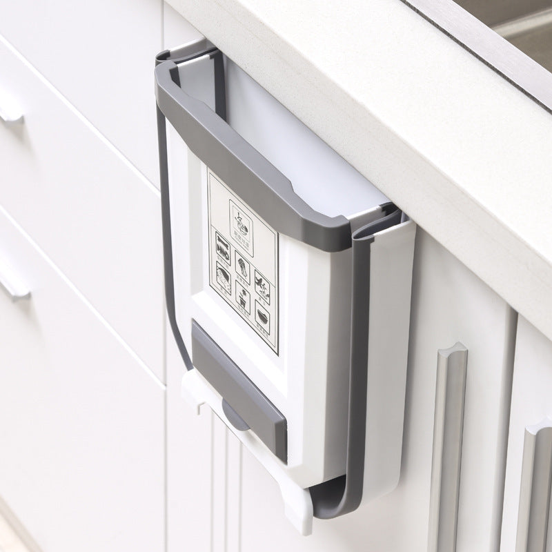 SpaceSaver Folding Trash Can - Wall Mounted Kitchen Solution